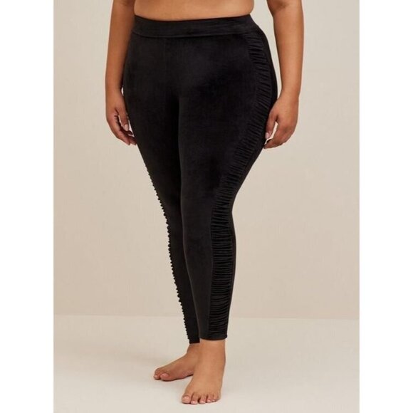 Torrid Womens Black Full Length Signature Waist Ruched Velour Side Legging Sz 3X - Picture 11 of 11